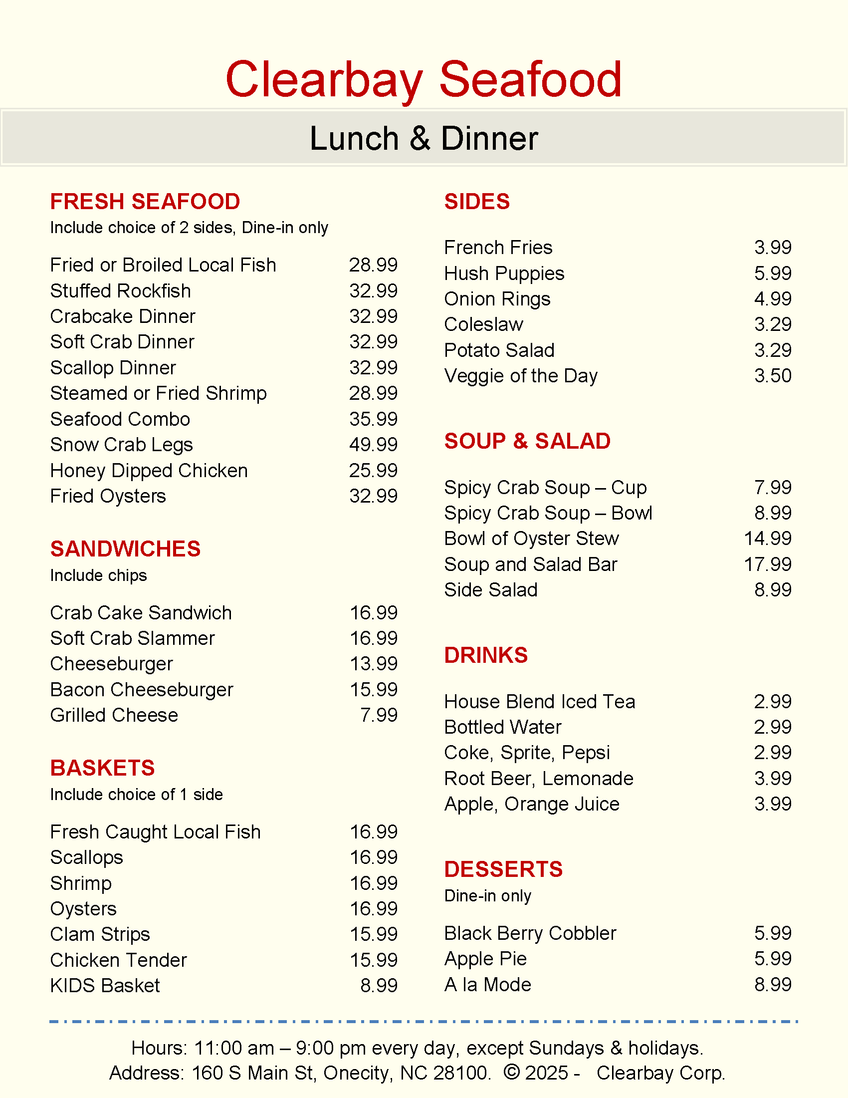 Restaurant Menu